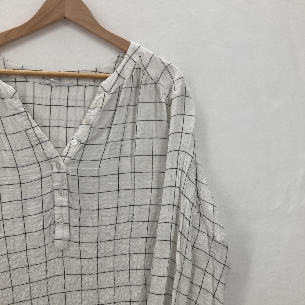 Jane + Delancey Shirt Womens 1X Windowpane Grid Long Sleeve Tunic Top Lagenlook - Picture 2 of 14